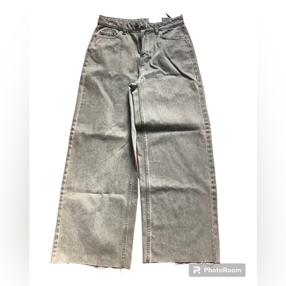 HIGH Rise Wide Leg fringe cropped Jeans 28 - Picture 4 of 15